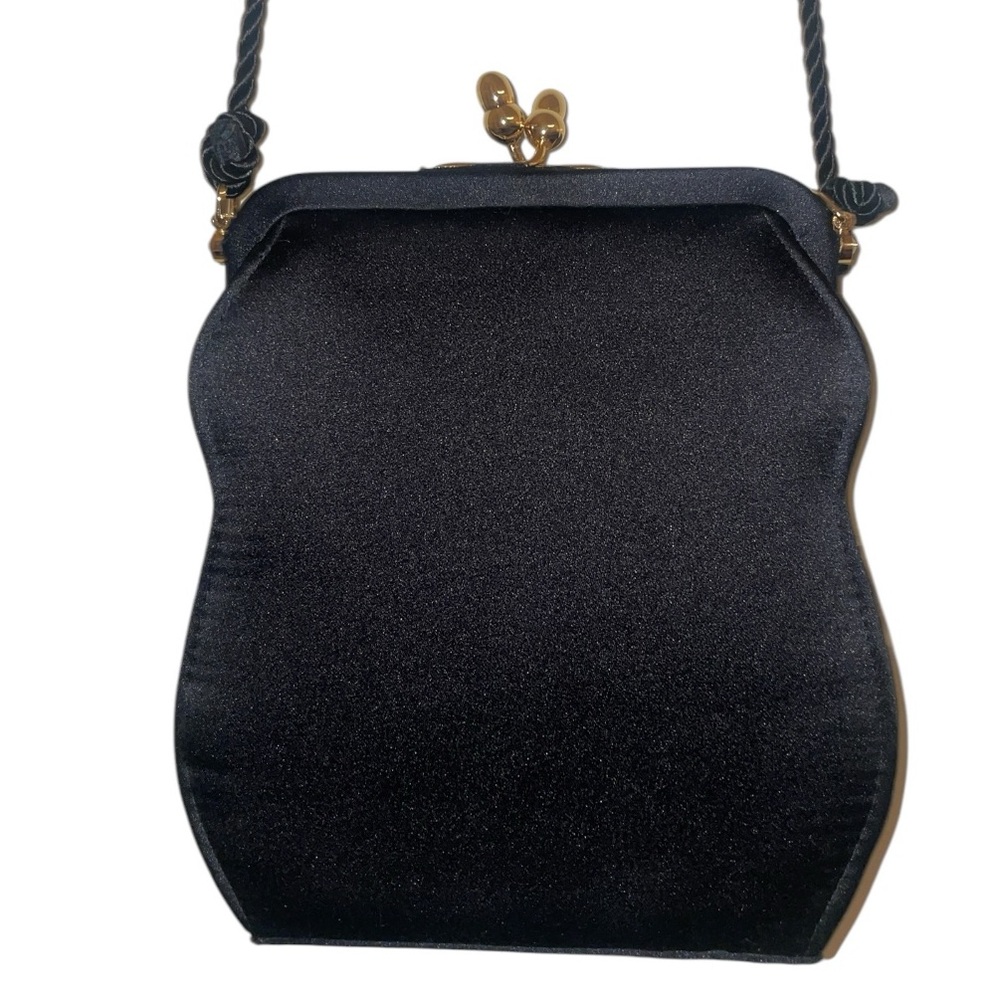 Neiman Marcus Elegant Satin Black Evening Bag
